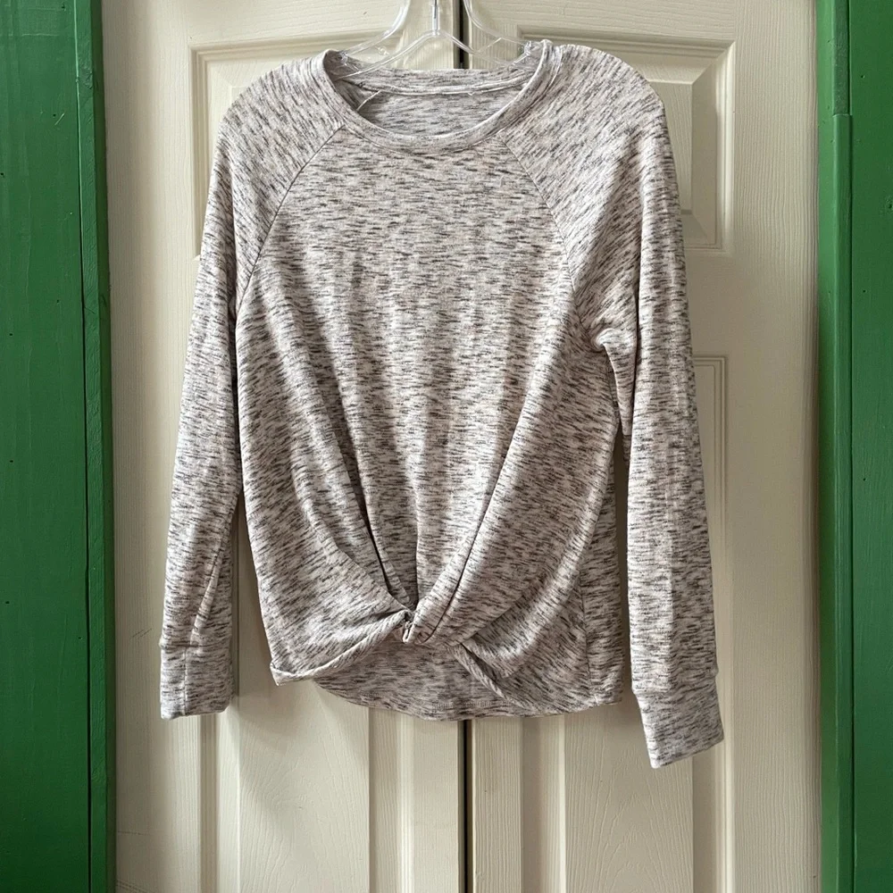 Heathered Gray/Brown Twist Front Sweater - Picture 1 of 6